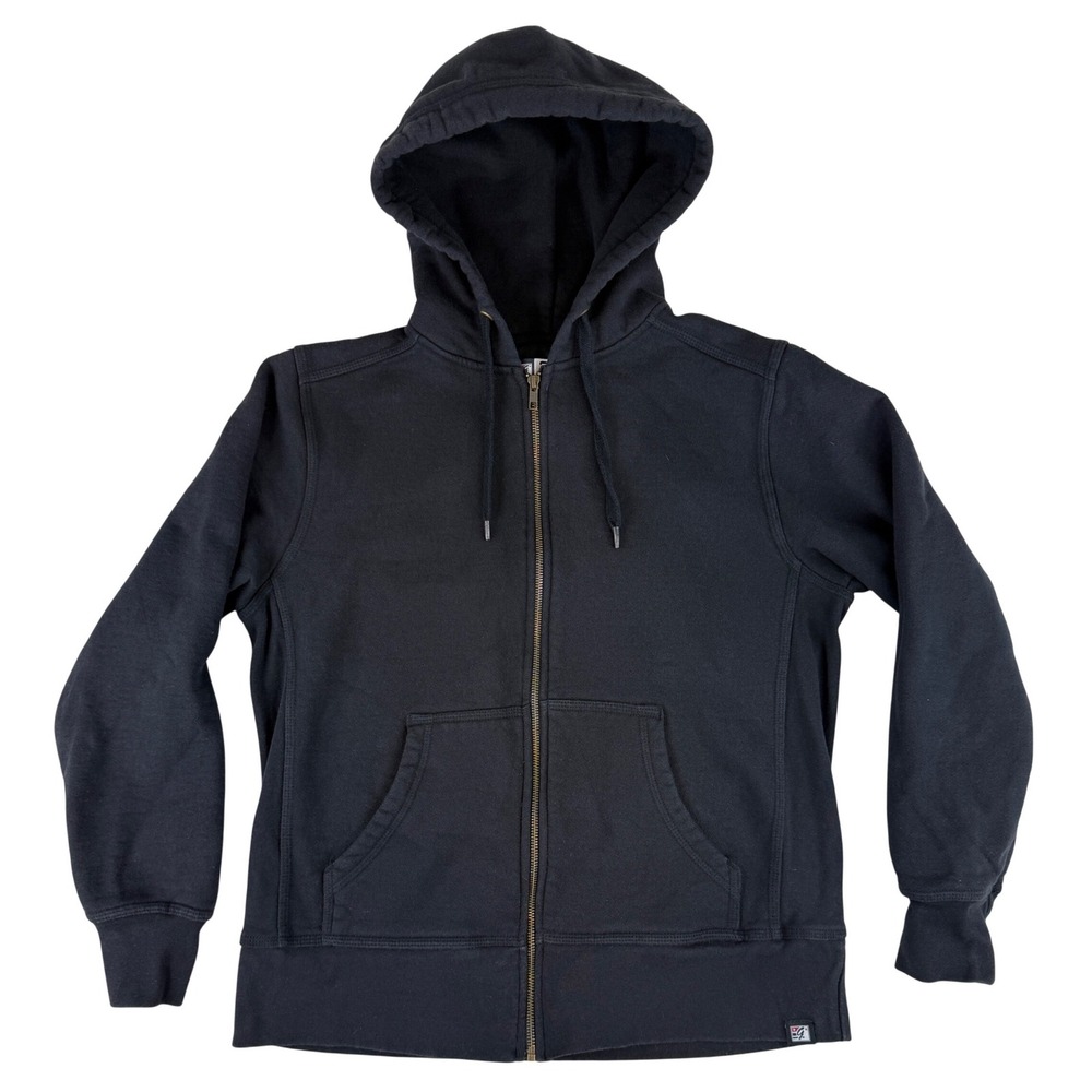 The Game Zip Up Hoodie Mens Medium Black Made in USA Fleece Heavyweight 1542688